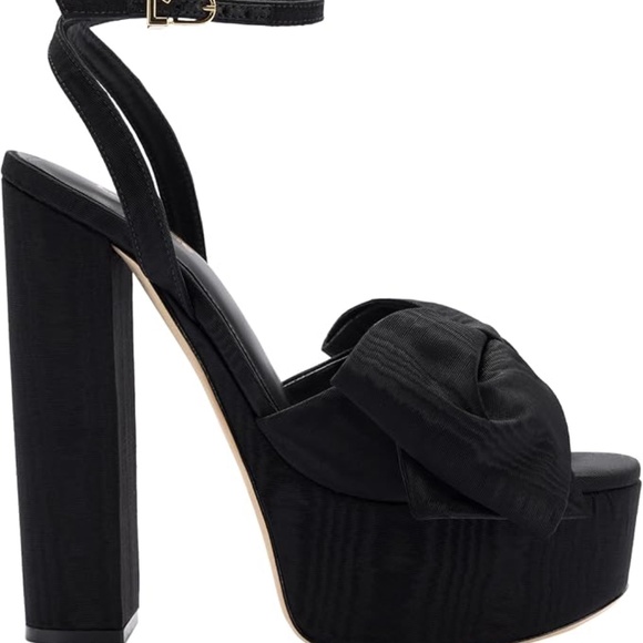 Larroudé “Elle” Black Platform Bow Heels - Picture 2 of 14